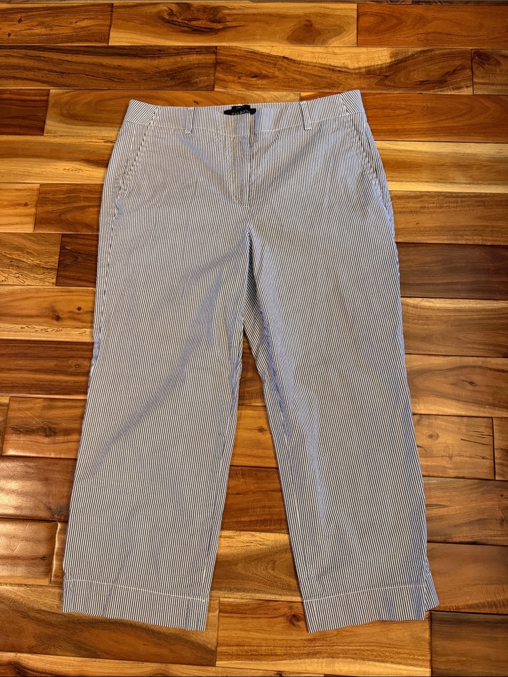 Talbots Blue and White Striped Capris (23 inch inseam)